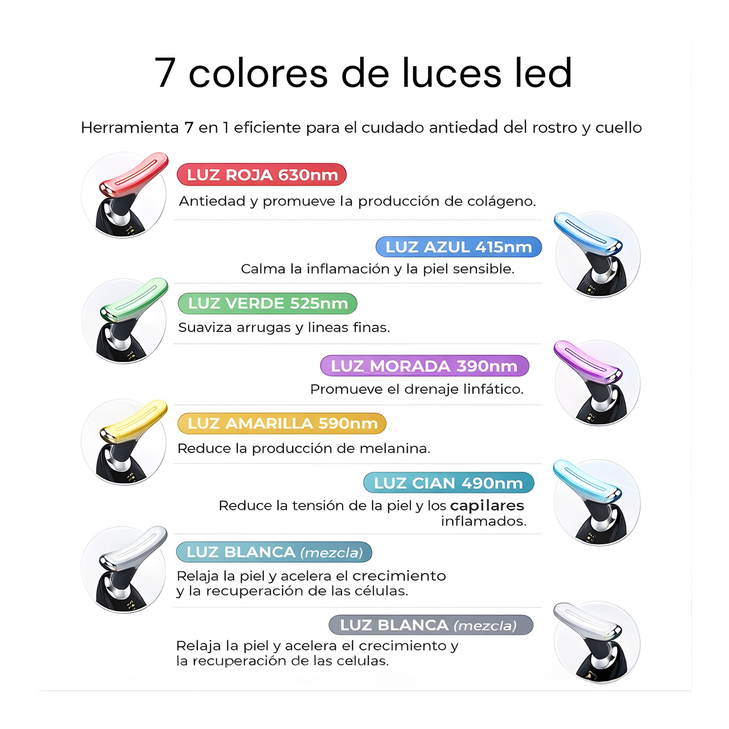 Masajeador facial seven colors